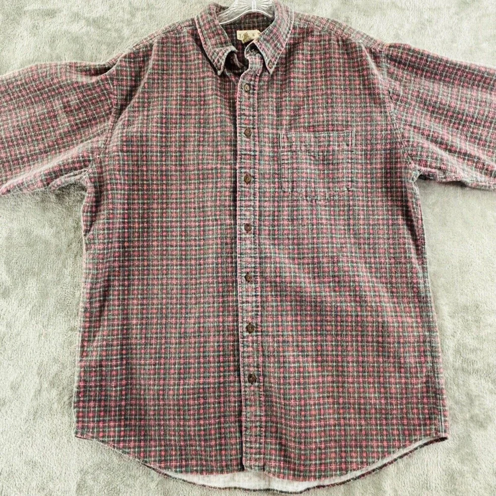 Vintage J.Crew Flannel Shirt Mens XLT Red Green Plaid Long Sleeve Button Oarsman